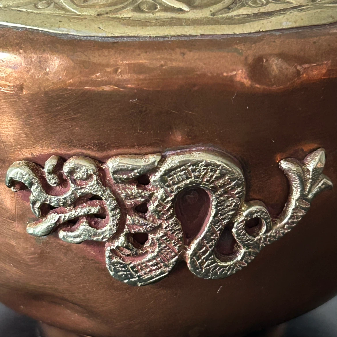 Vintage Tibetan / Asian Mixed-Metal Copper & Brass Teapot - photo 4