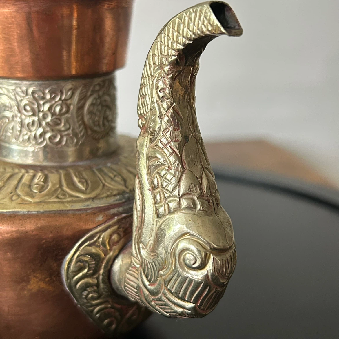 Vintage Tibetan / Asian Mixed-Metal Copper & Brass Teapot - photo 5