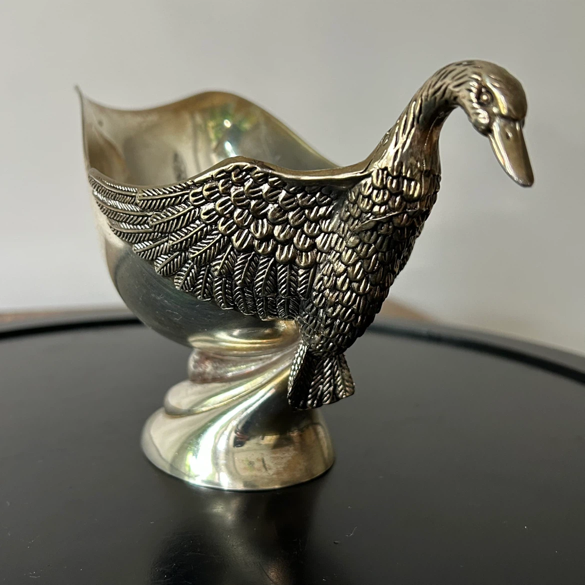 Vintage SILEA Silver-Plated Swan Gravy Boat France