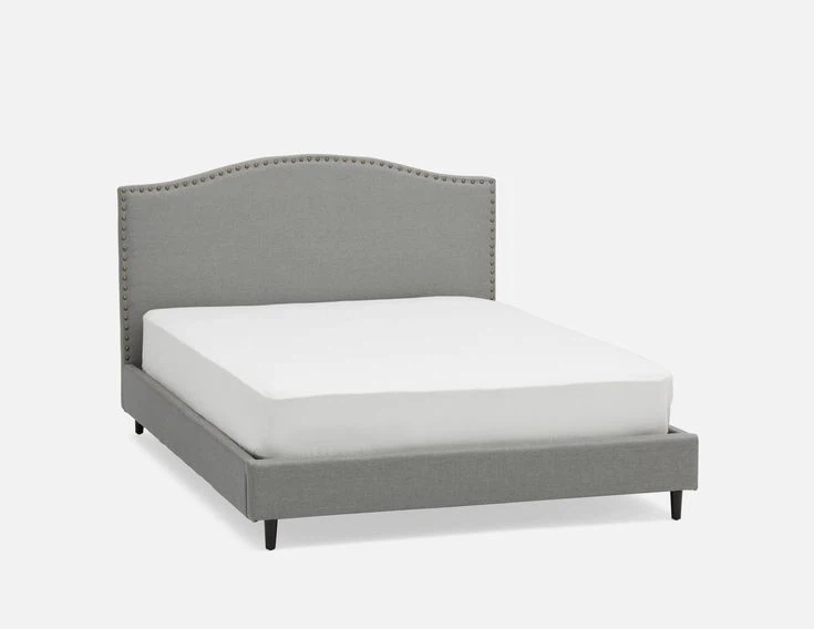 Grey Upholstered Bed Frame with Nailhead Trim - photo 2