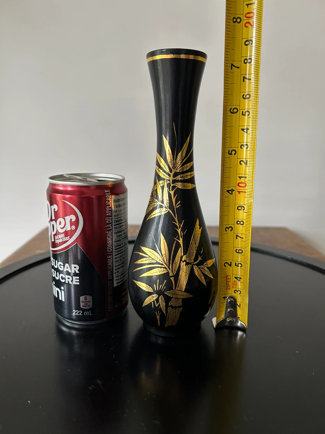 Vintage Asian Black Lacquer & Gold  Miniature Vase - photo 2