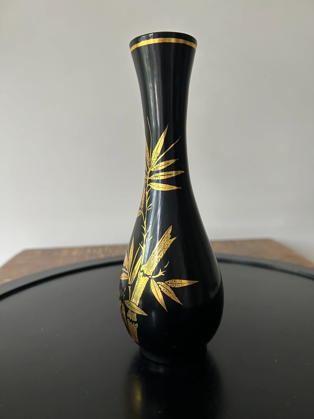 Vintage Asian Black Lacquer & Gold  Miniature Vase - photo 4