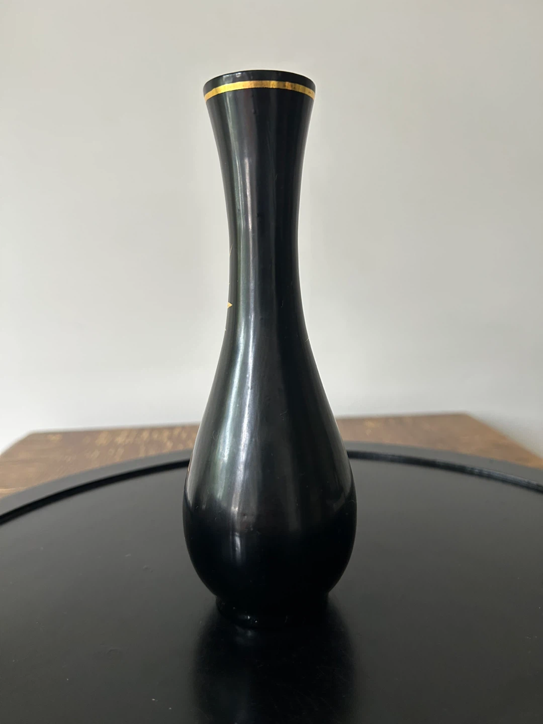 Vintage Asian Black Lacquer & Gold  Miniature Vase - photo 5