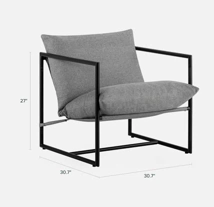 Grey Accent Chair with Black Frame