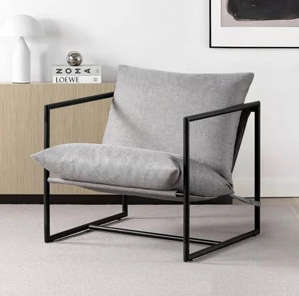 Grey Accent Chair with Black Frame - photo 2