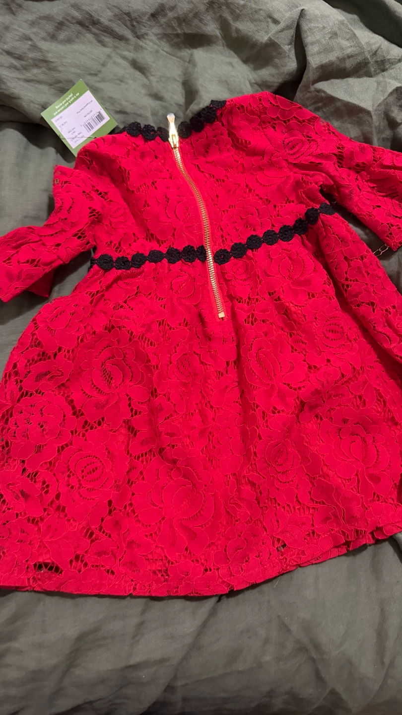 Kate Spade Red Lace Dress with Black Trim