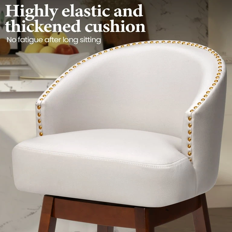 Swivel Bar (bar height) Stool with Metal Footrest Wood Legs - photo 4