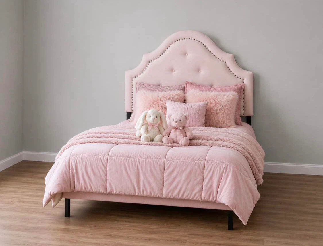 New Twin Size Pink Upholstered Headboard