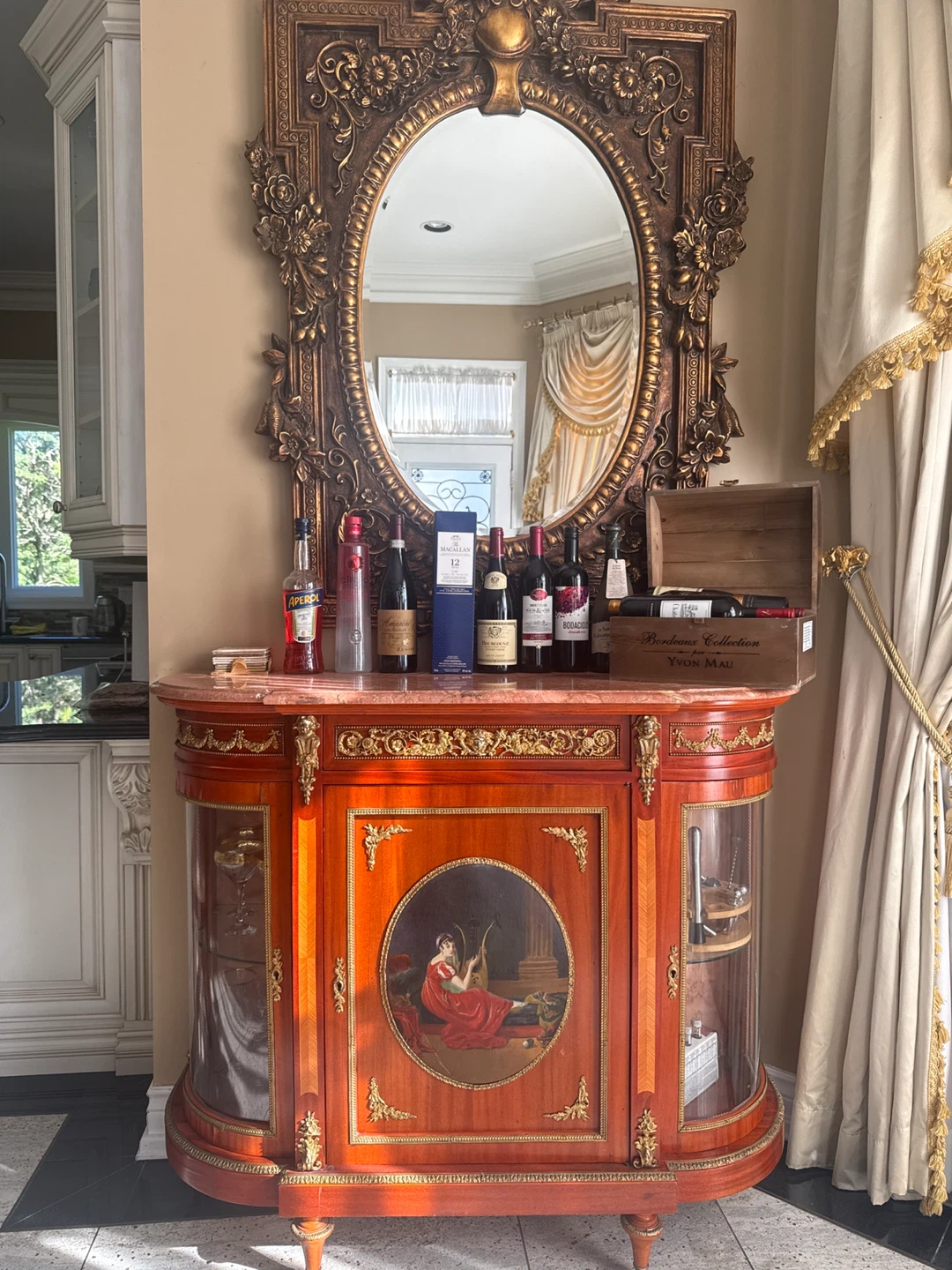 Antique Display Cabinet with Marble Top