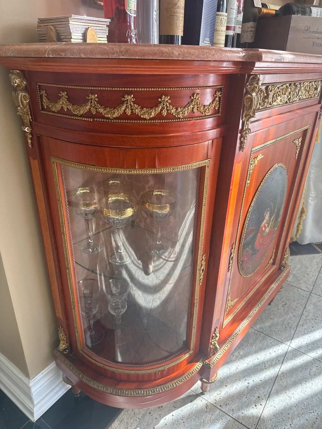 Antique Display Cabinet with Marble Top - photo 2