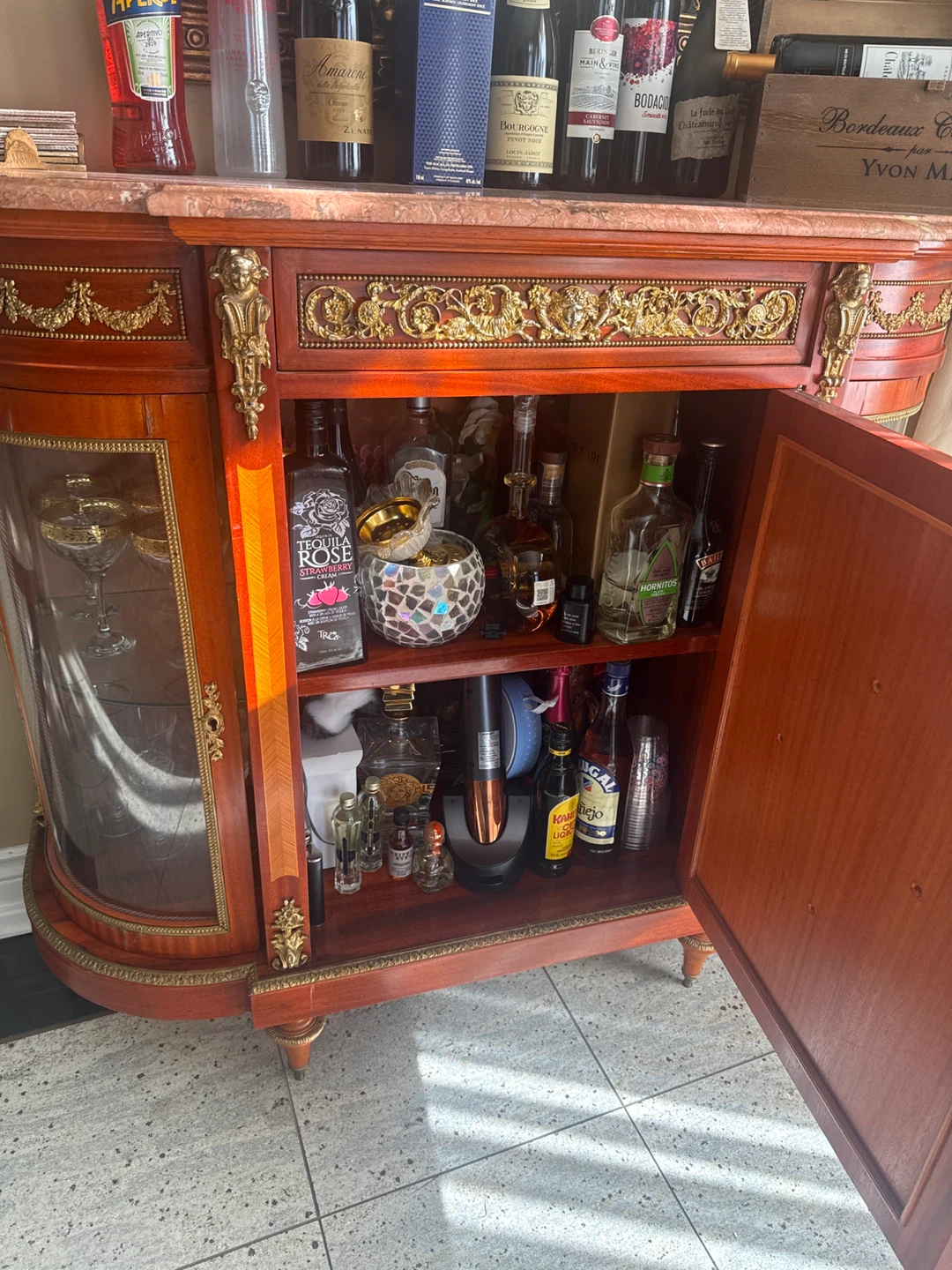 Antique Display Cabinet with Marble Top - photo 4