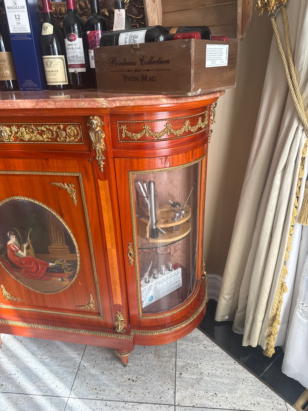 Antique Display Cabinet with Marble Top - photo 3