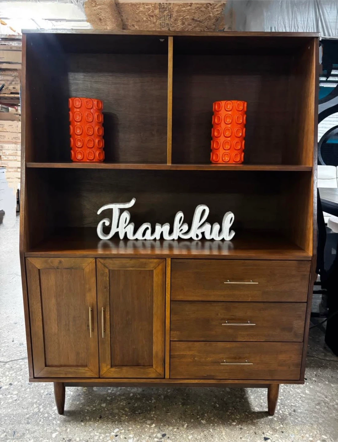 New Highboy Storage Display Buffet Mid Century Modern