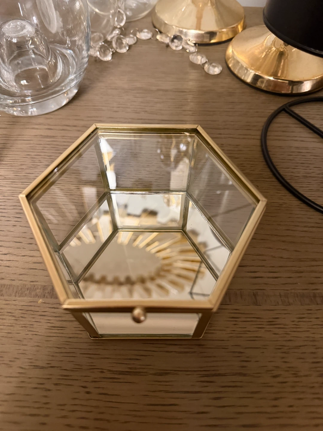 Glass Hexagonal Trinket Box, $7