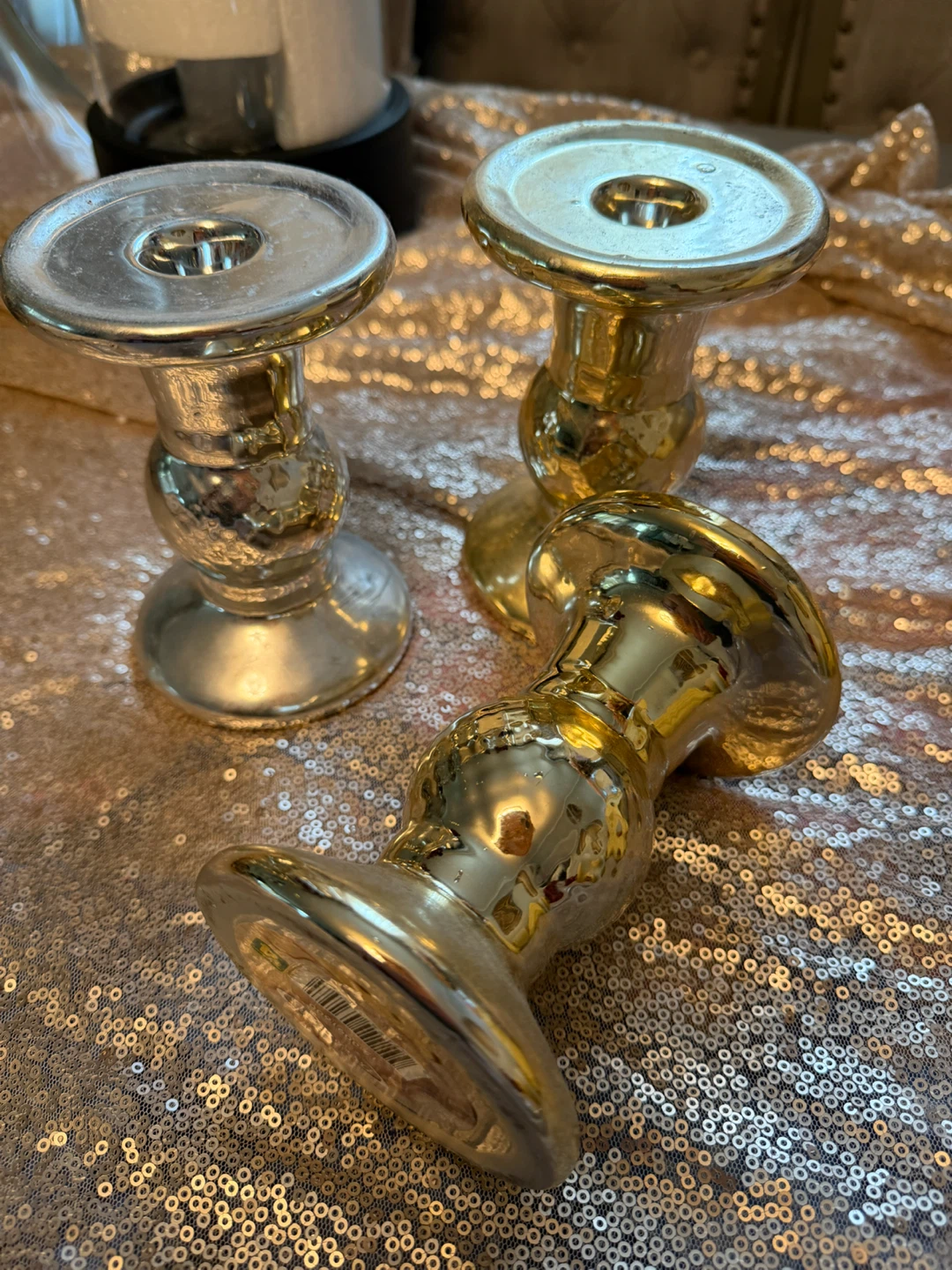 Set of 3 Mercury Glass Candle Holders