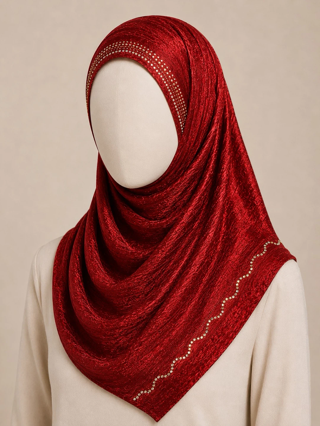 Sparkly Hijab Scarf with Rhinestone Trim - photo 2