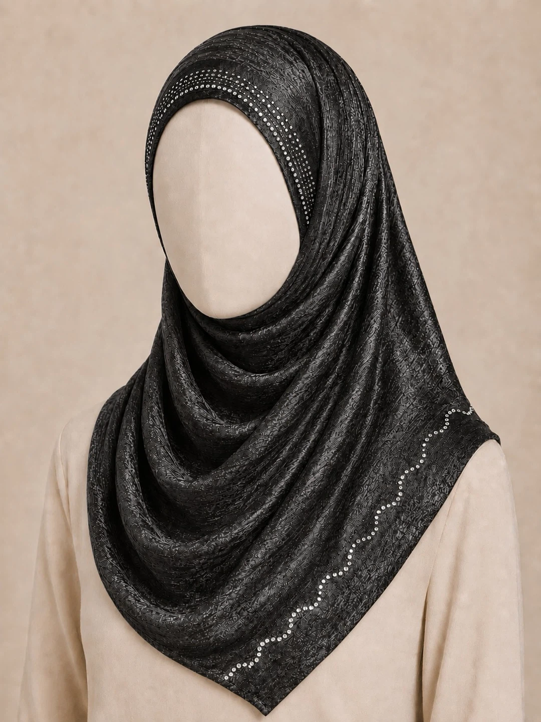 Sparkly Hijab Scarf with Rhinestone Trim - photo 3