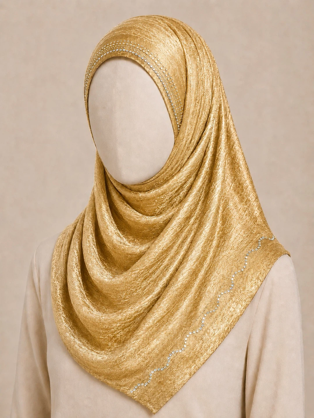 Sparkly Hijab Scarf with Rhinestone Trim - photo 4