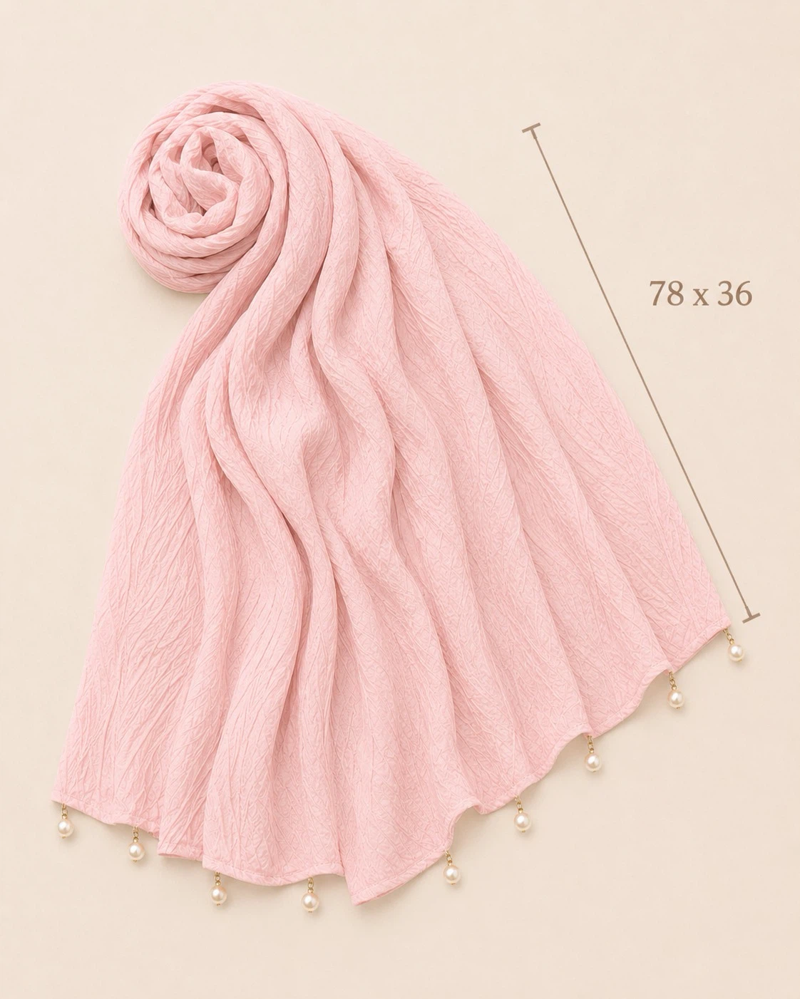 Crinkle Hijab Scarf with Pearl Embellishments - photo 2