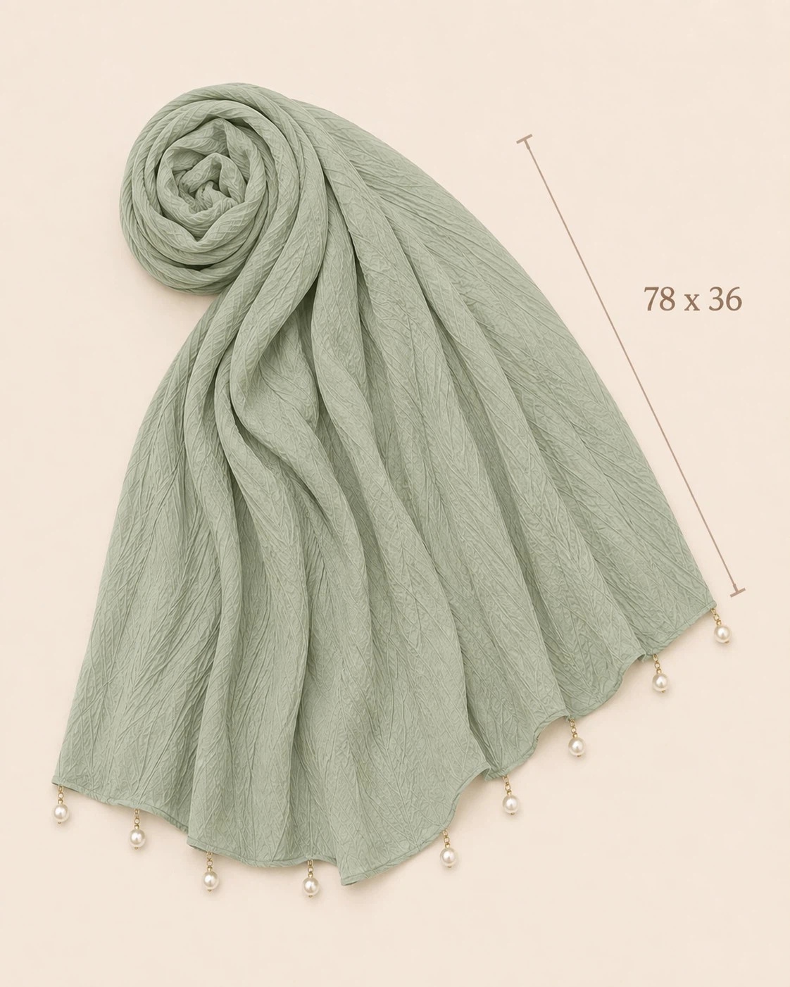 Crinkle Hijab Scarf with Pearl Embellishments - photo 3