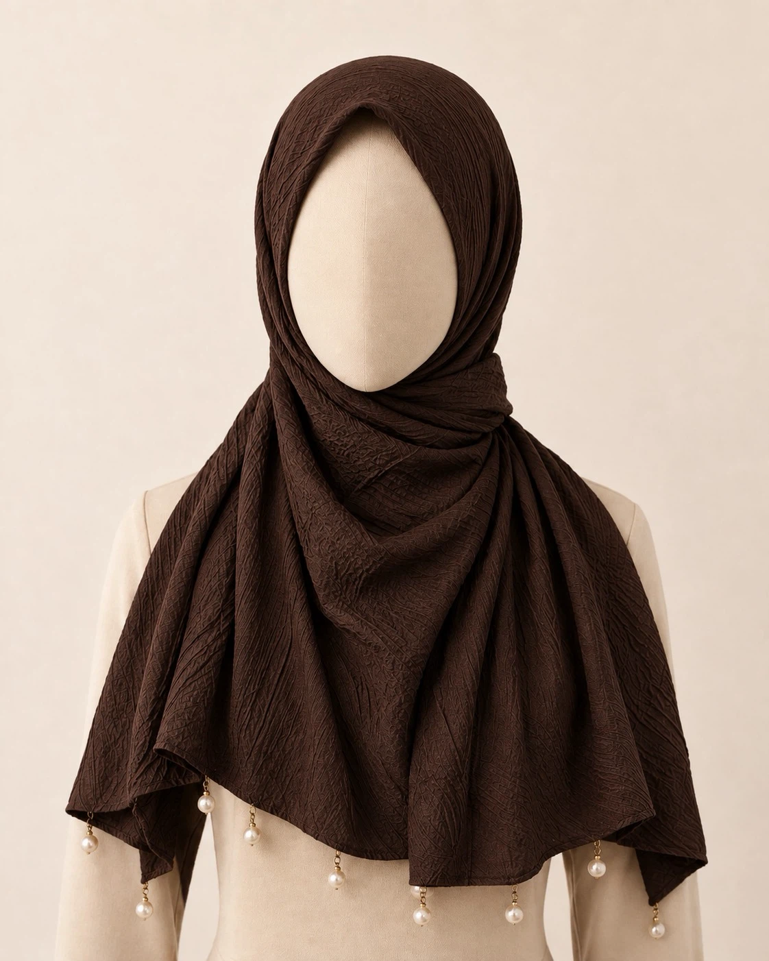 Crinkle Hijab Scarf with Pearl Embellishments - photo 4