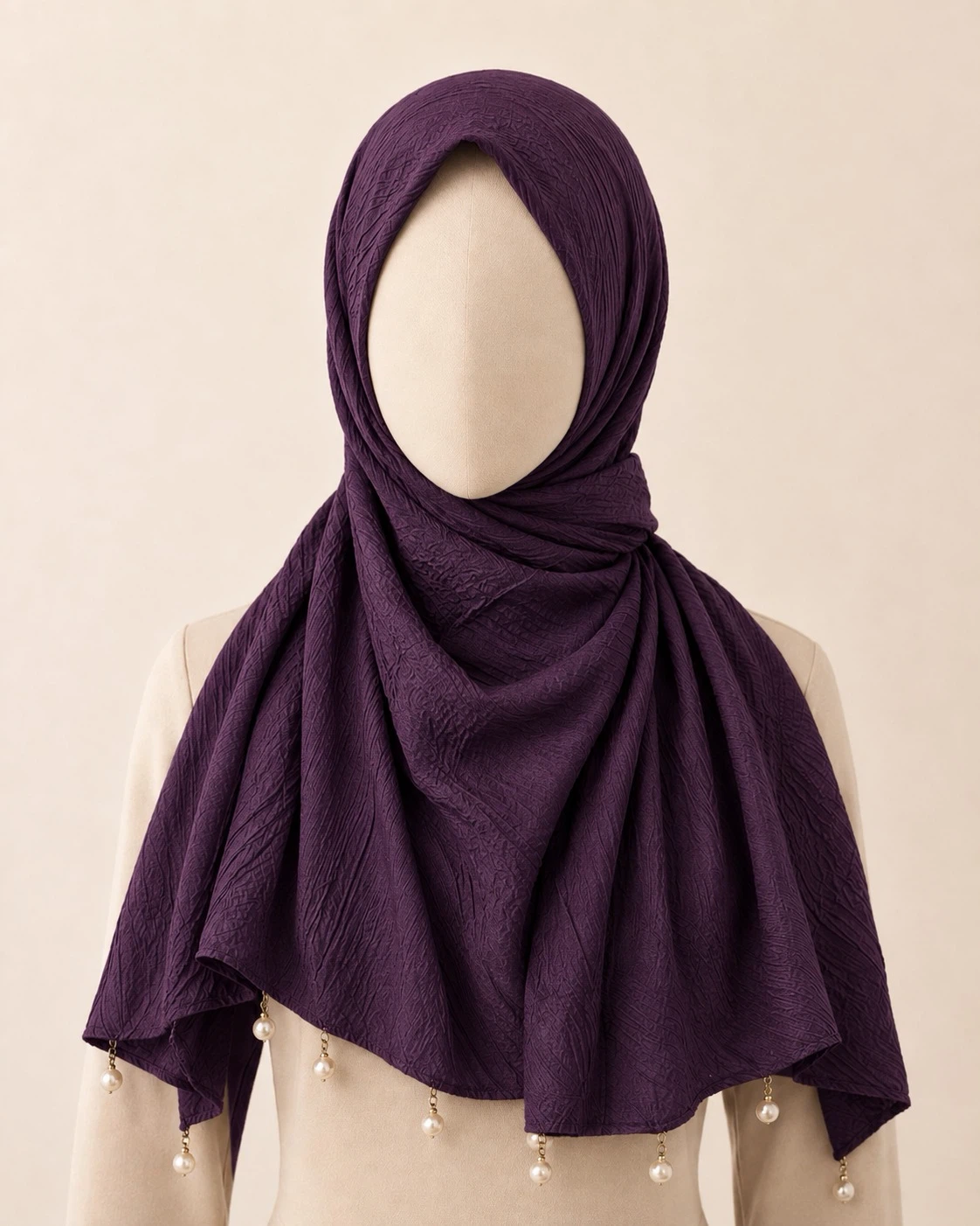 Crinkle Hijab Scarf with Pearl Embellishments - photo 5