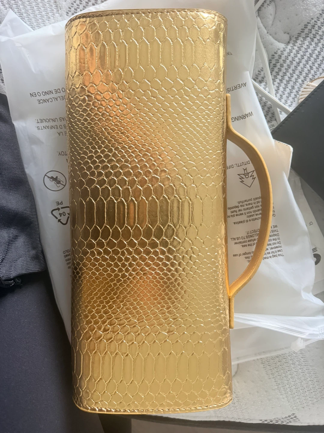 New Gold Faux Snakeskin Clutch Bag - photo 2