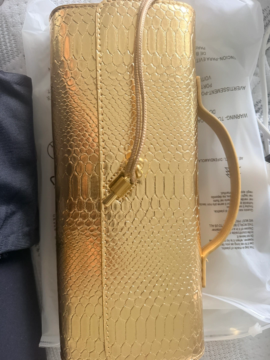 New Gold Faux Snakeskin Clutch Bag - photo 3