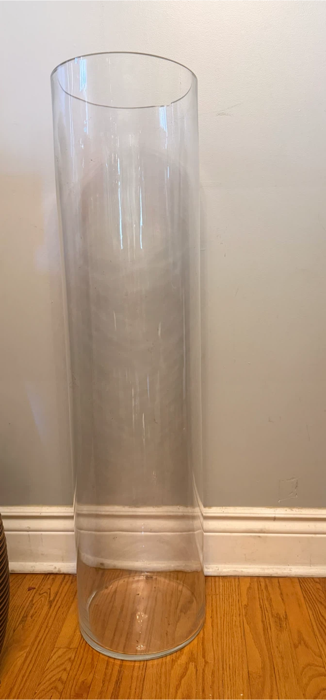 Tall Clear Glass Cylinder Vase