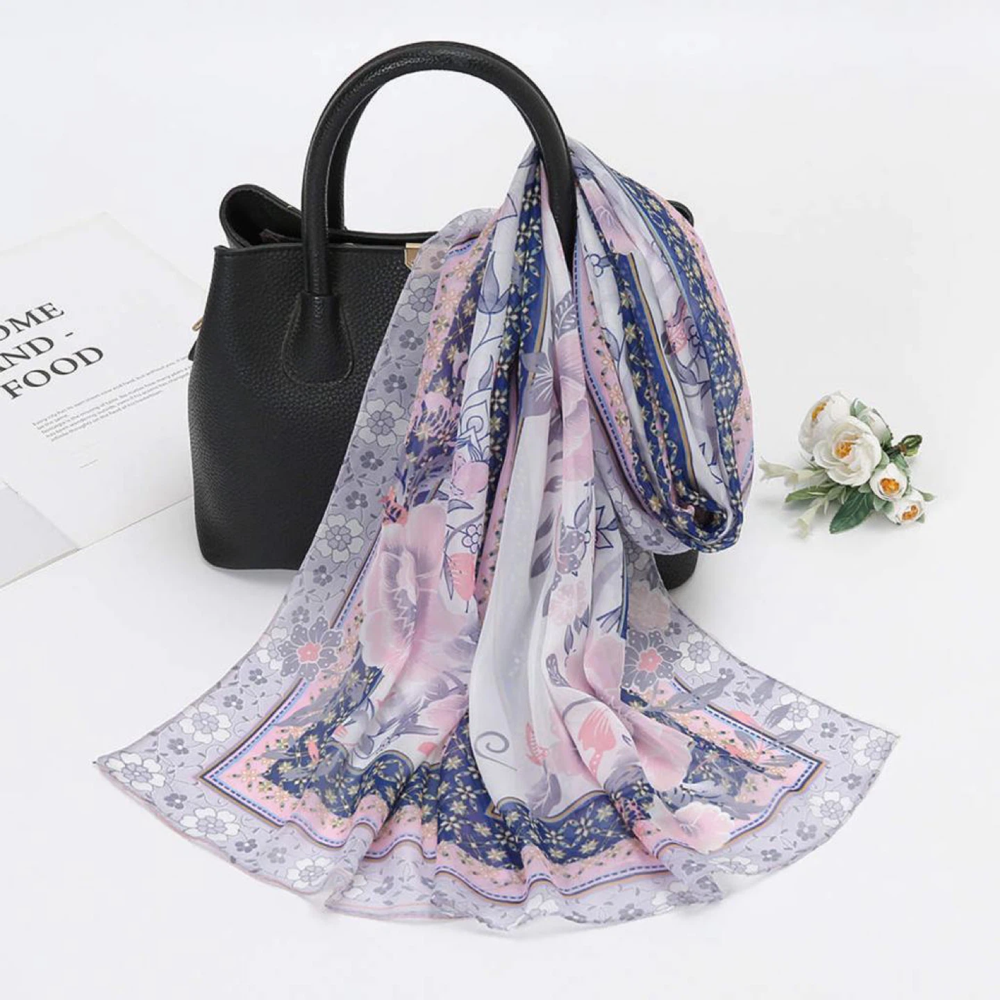 Women's Fashion Scarf with Leaf and Floral Prints - photo 3