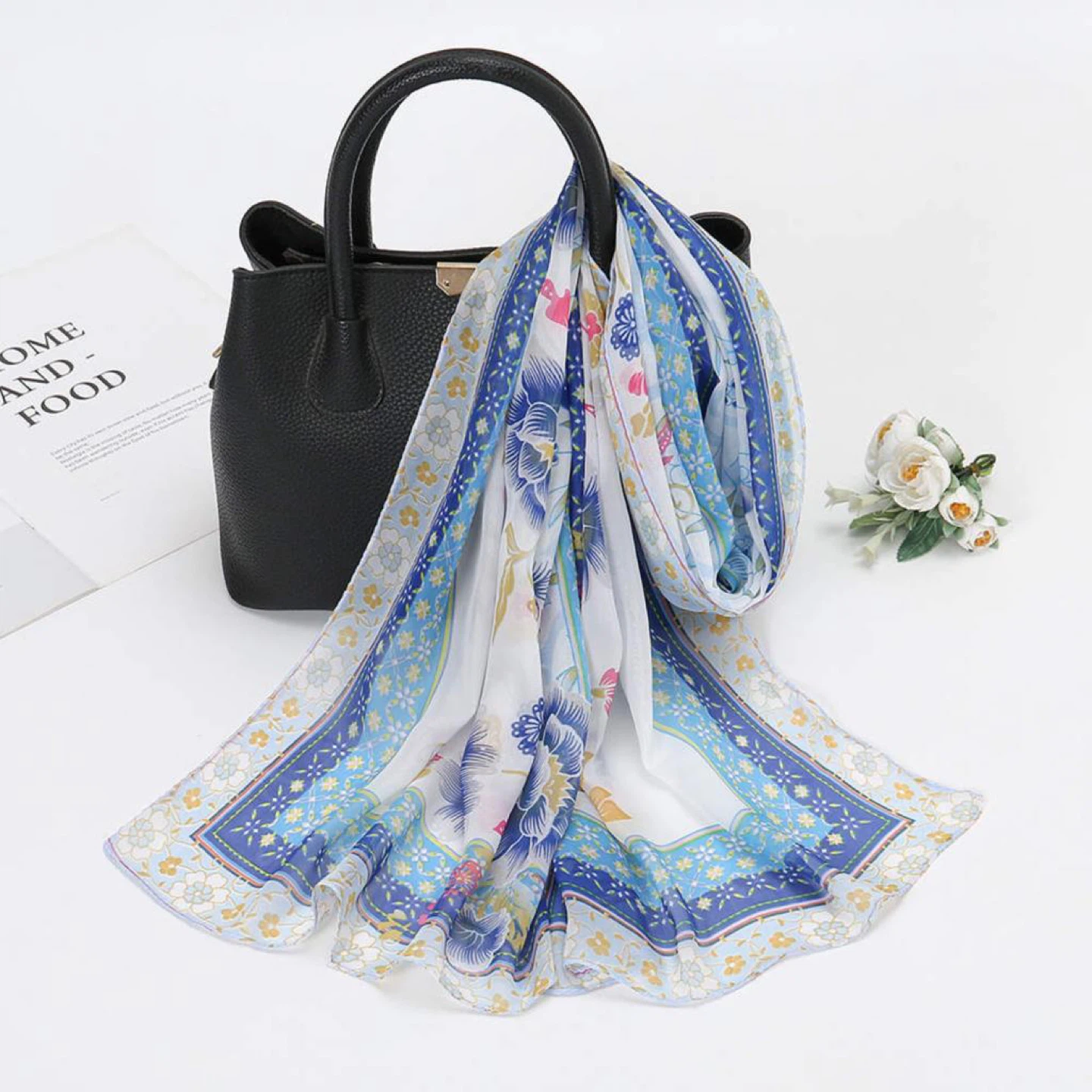 Women's Fashion Scarf with Leaf and Floral Prints - photo 4