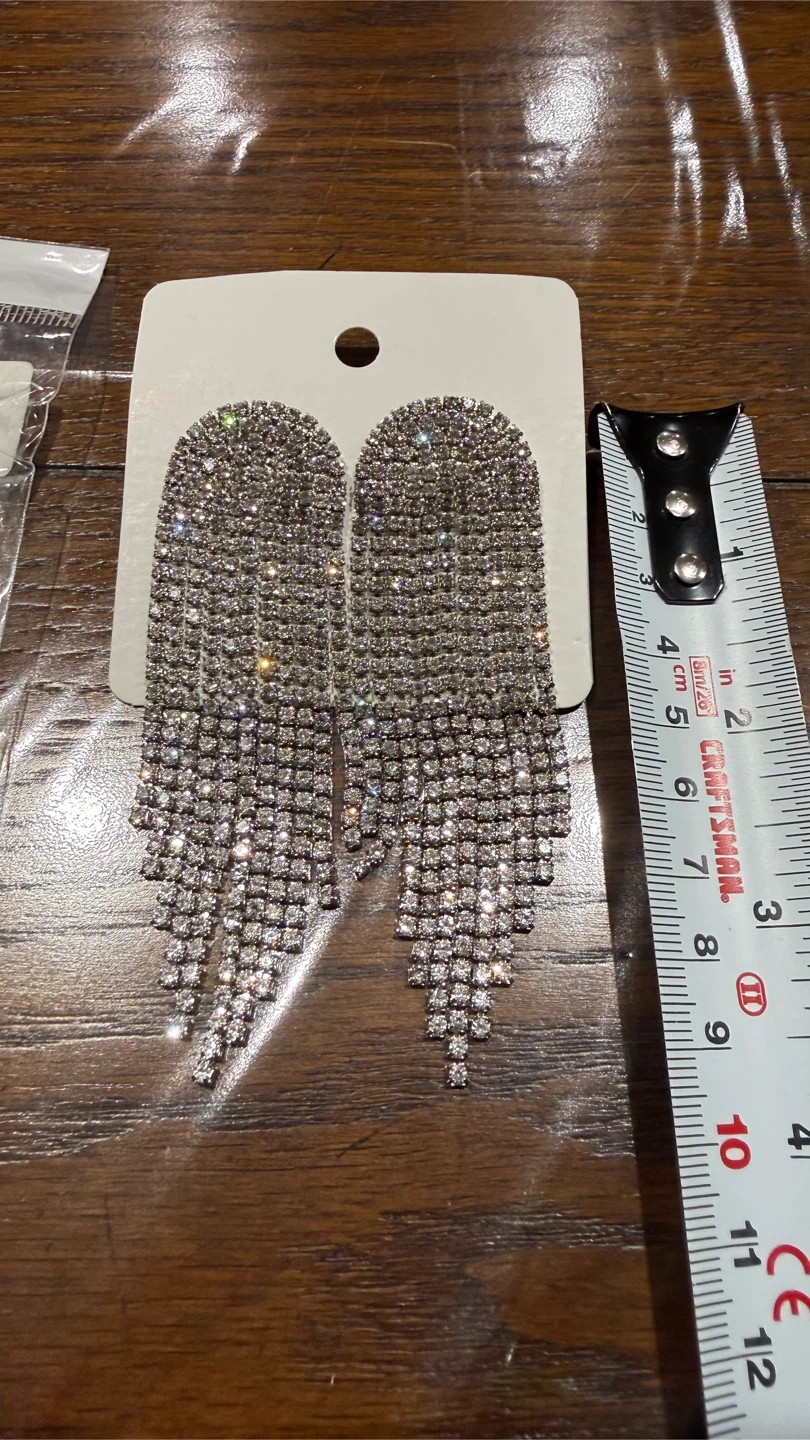 Rhinestone Tassel Drop Earrings - photo 2