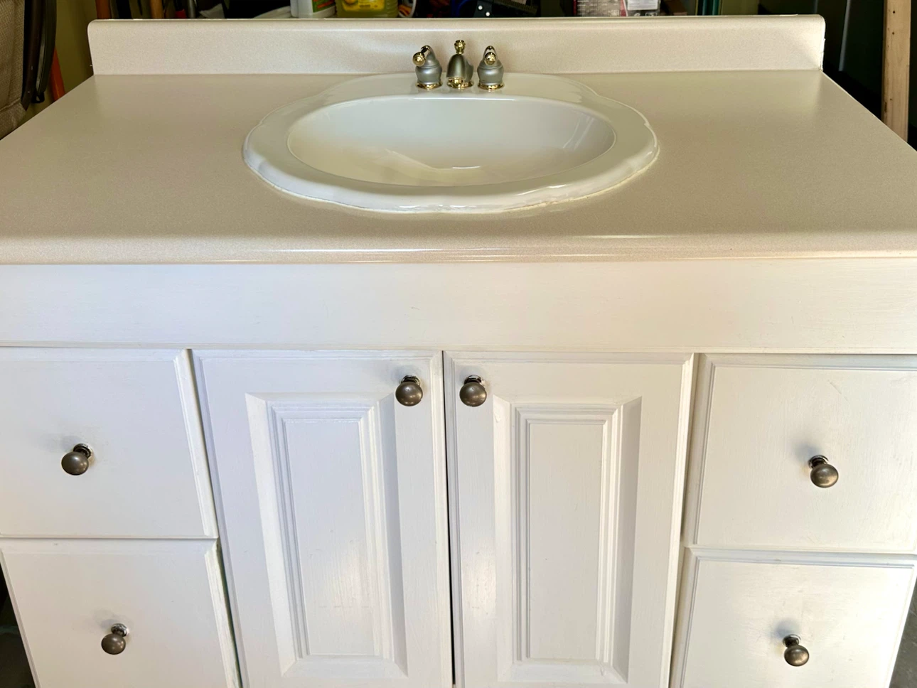 White Bathroom Vanity with Sink and Faucet - photo 4