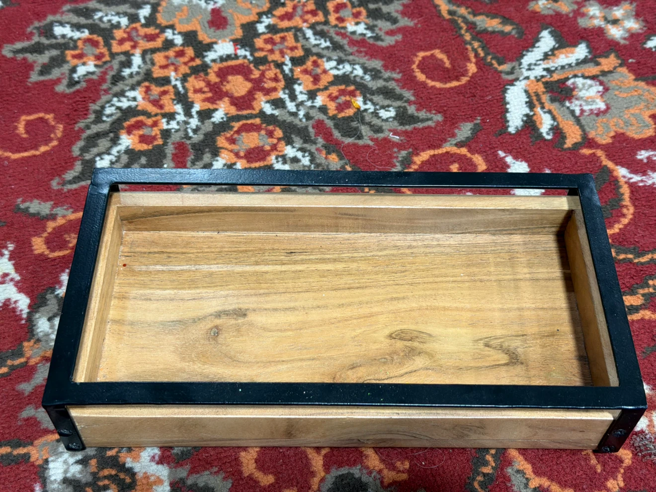 Wooden Tray with Black Metal Frame - photo 2