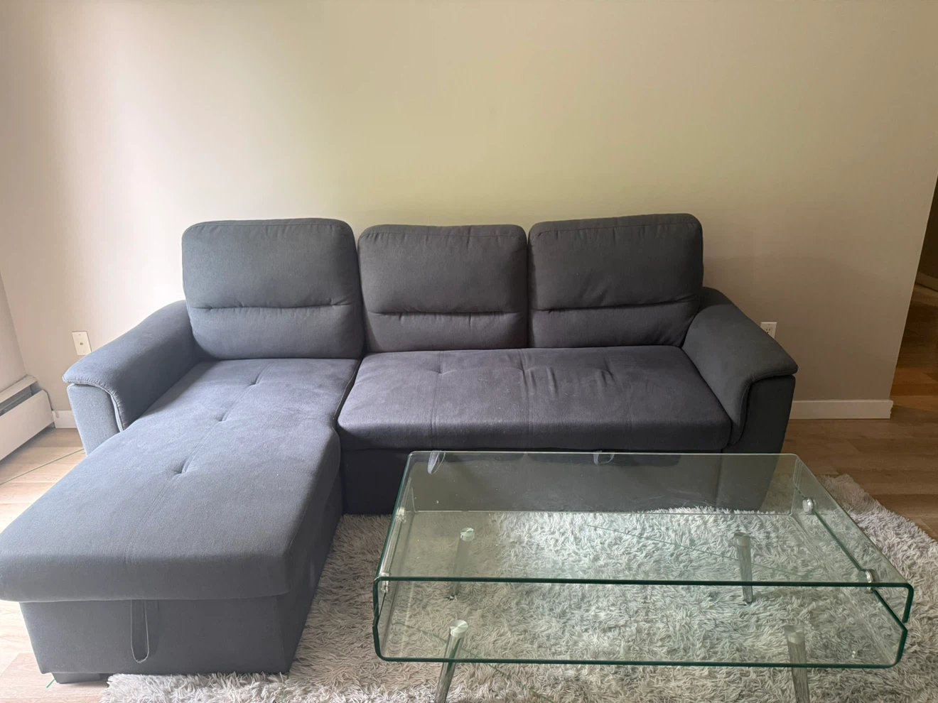 Dark Grey Sectional Sofa with Storage Chaise