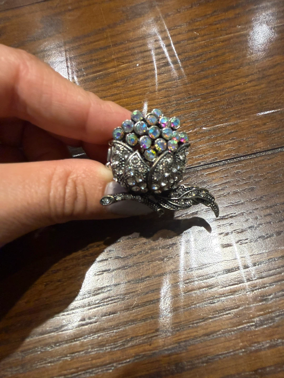 Rhinestone Flower Ring