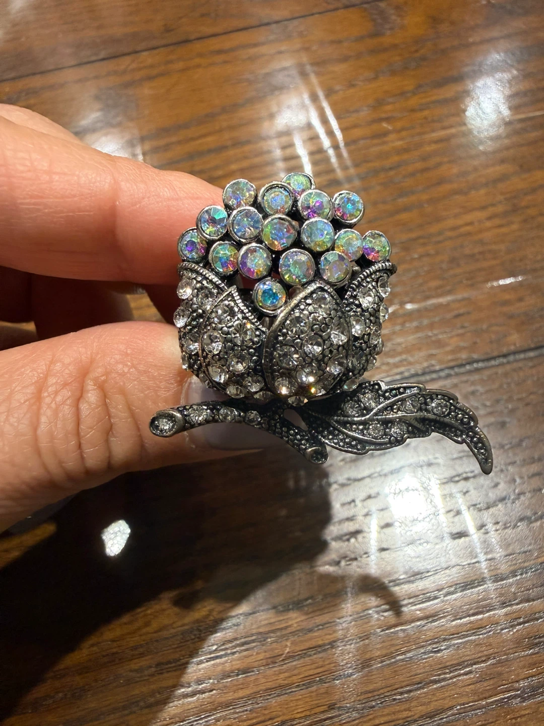 Rhinestone Flower Ring - photo 2