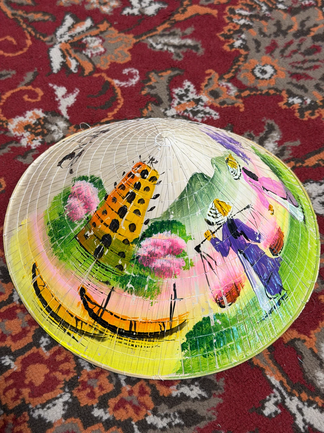 Hand-Painted Asian Conical Hat - photo 2