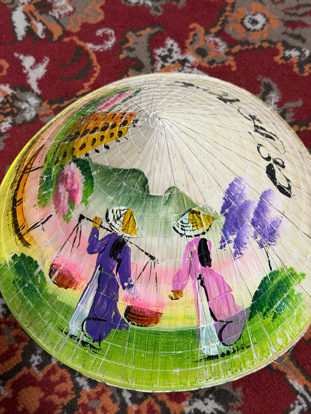Hand-Painted Asian Conical Hat - photo 3