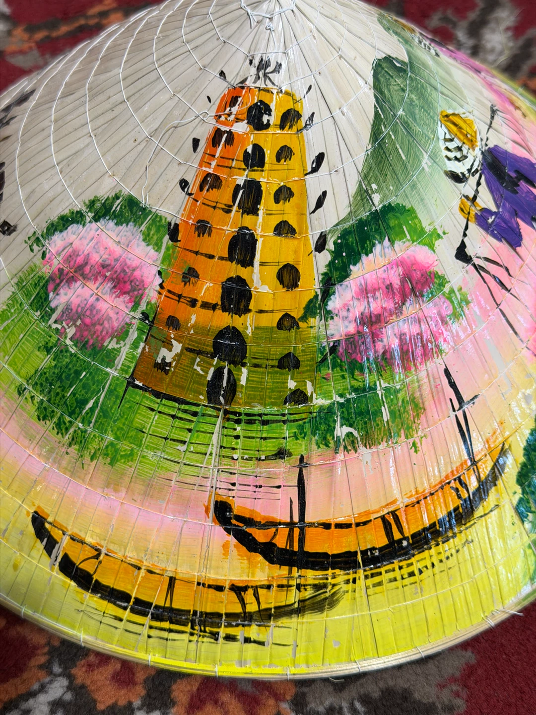 Hand-Painted Asian Conical Hat - photo 5