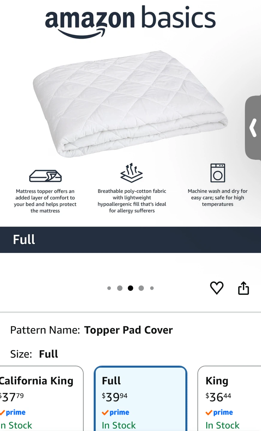 NIB- Hypoallergenic Quilting Mattress Topper  - Full Size - photo 2