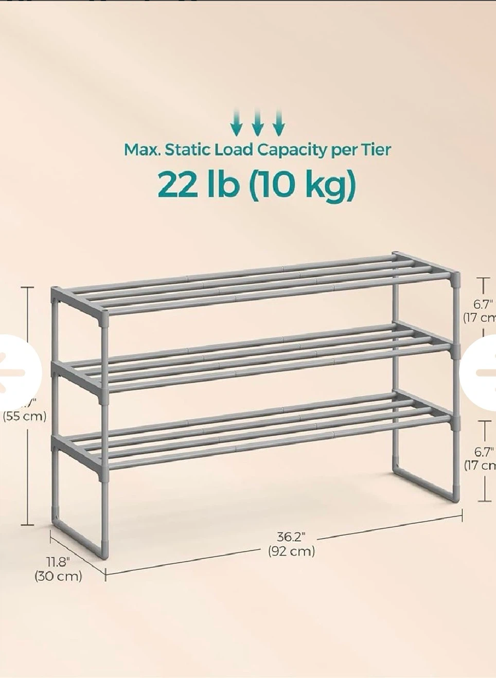SONGMICS 3-Tier Shoe Rack - photo 3