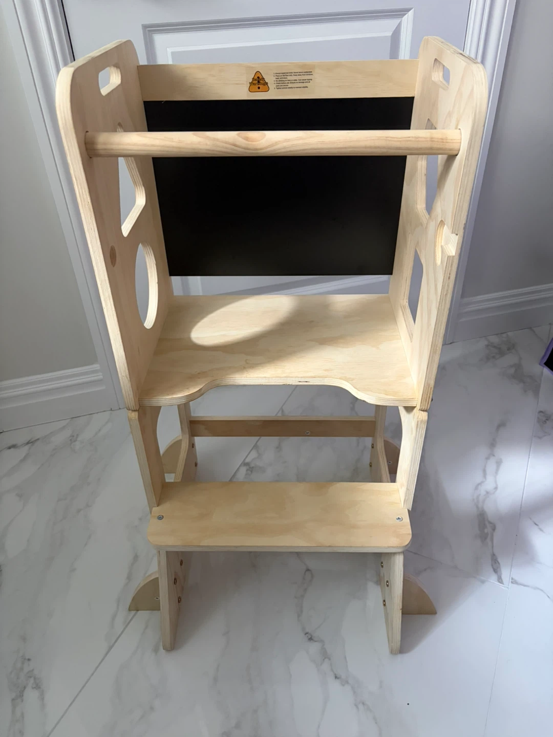 Wooden Montessori Kitchen Step Stool with Chalkboard
