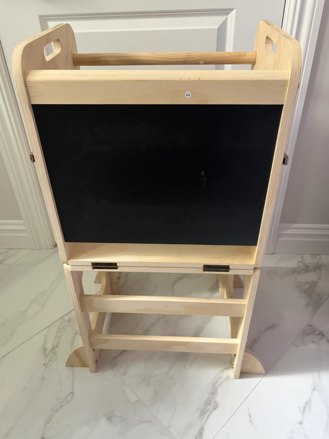 Wooden Montessori Kitchen Step Stool with Chalkboard - photo 2