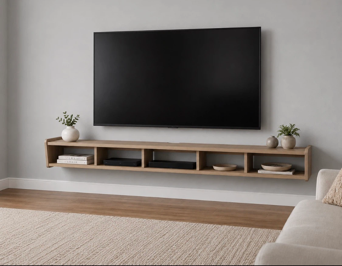 New Large Sleek Floating TV Media Entertainment Stand