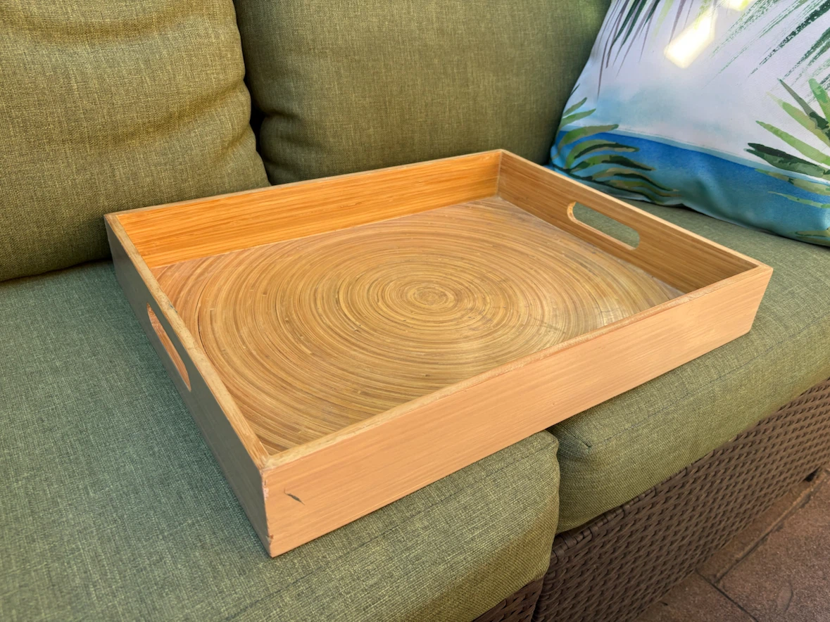 Bamboo Serving Tray with Handles - photo 2