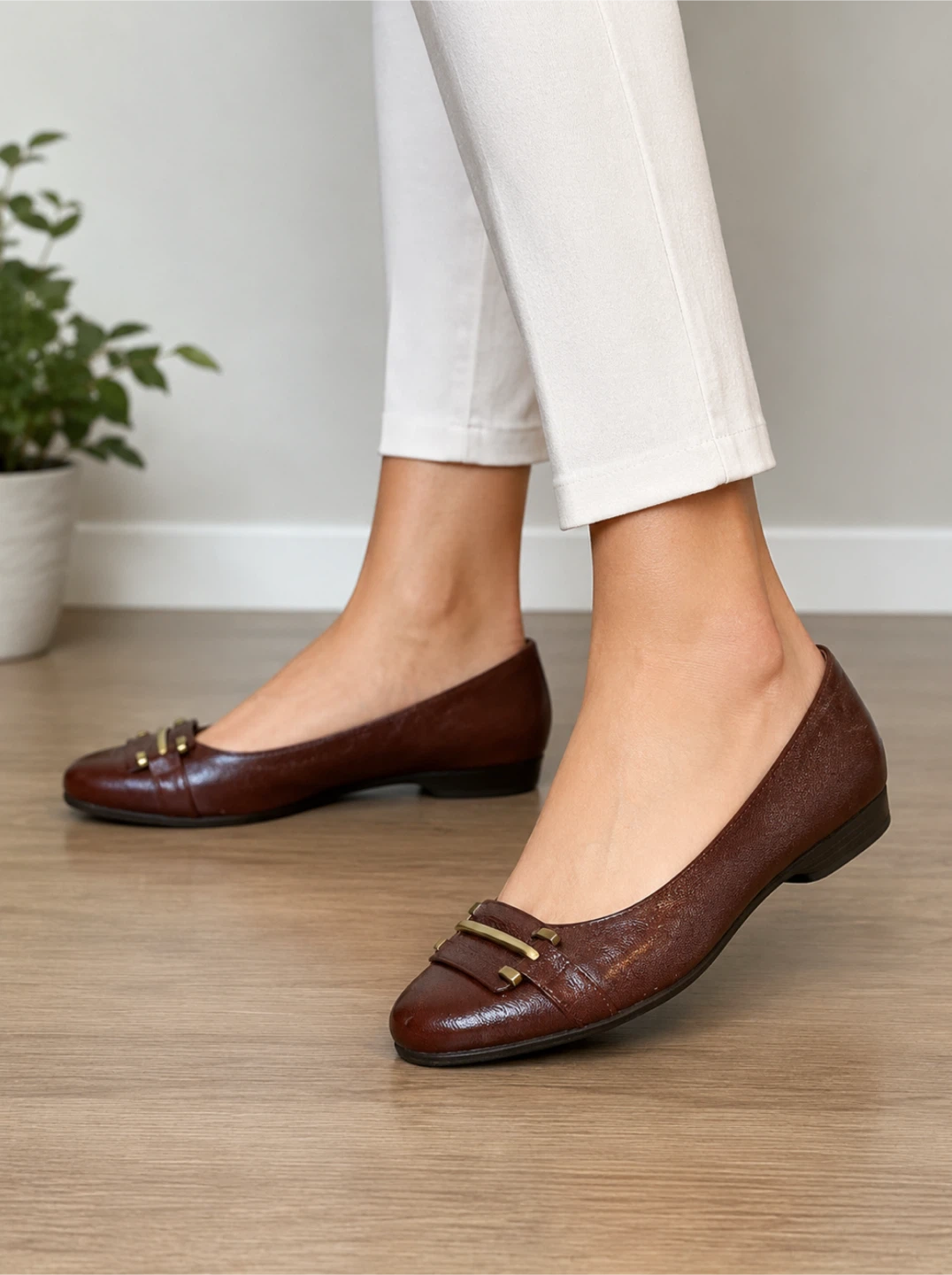 Brown Leather Ballet Flats