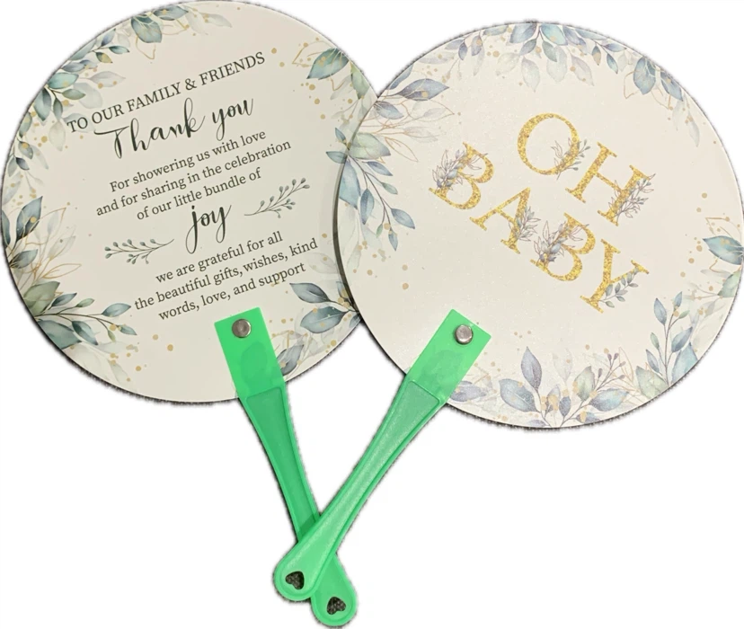 Baby Shower Fans Thank You "Oh Baby"