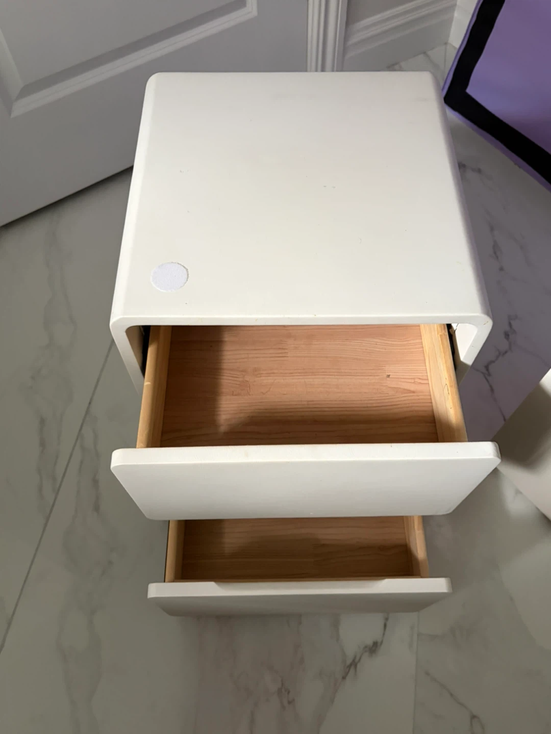 White Two-Drawer Side Table - photo 5
