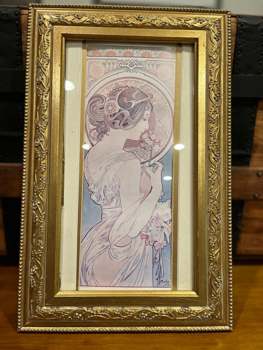 Framed Art Print - Art Nouveau Style Woman with Flowers